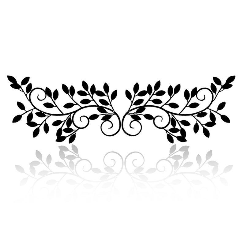 ESTART 2 Pieces Metal Tree Leaf Wall Decor Vine Olive Branch Leaf Wall Art Wrought Iron Scroll Sculptures for Above the Bed, Living Room, Bathroom, Hallway, Office, Outdoor Decoration (Black) - Image 1