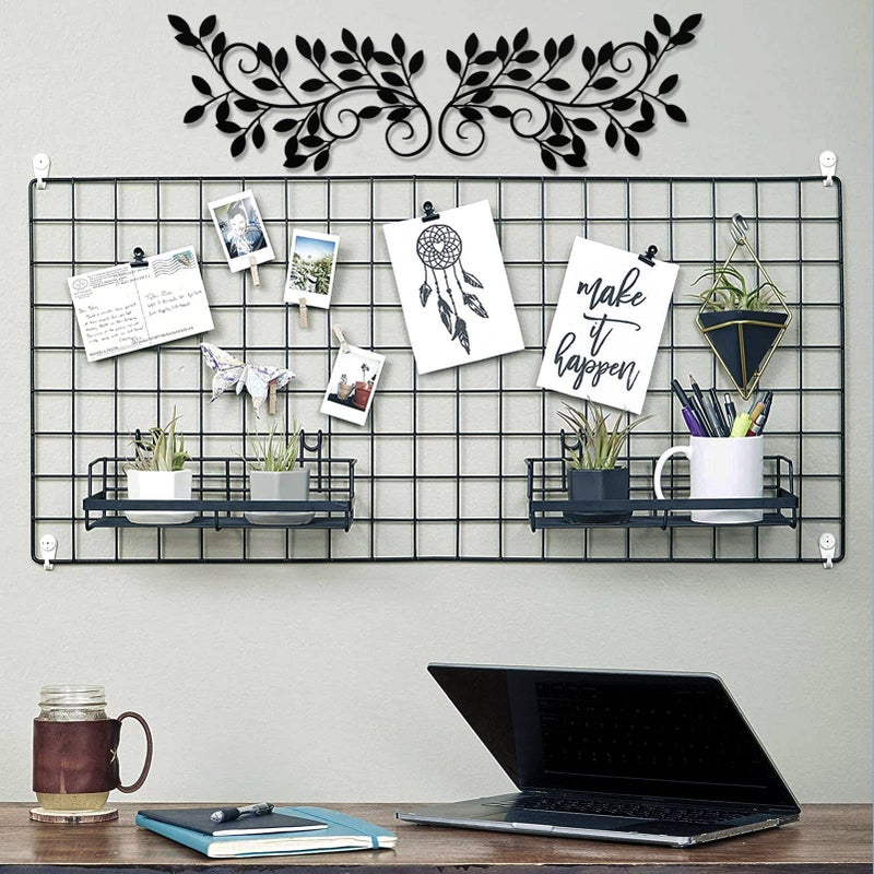 ESTART 2 Pieces Metal Tree Leaf Wall Decor Vine Olive Branch Leaf Wall Art Wrought Iron Scroll Sculptures for Above the Bed, Living Room, Bathroom, Hallway, Office, Outdoor Decoration (Black) - Image 5
