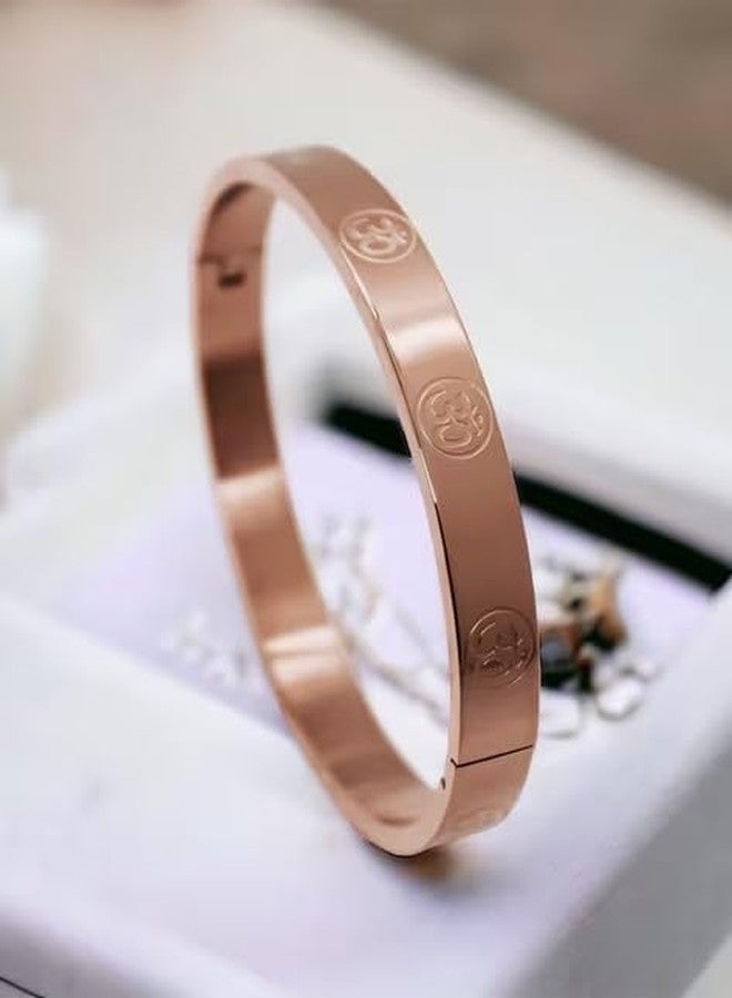 Amaal Bracelet for Men Stylish | Rose Gold Kada for men golden Aum Om Bracelets for Men Boys | Bracelet for Boys Stainless Steel Kadas 8 mm | Waterproof, Anti-tarnish,Rust free,Skin friendly 746 - Image 5