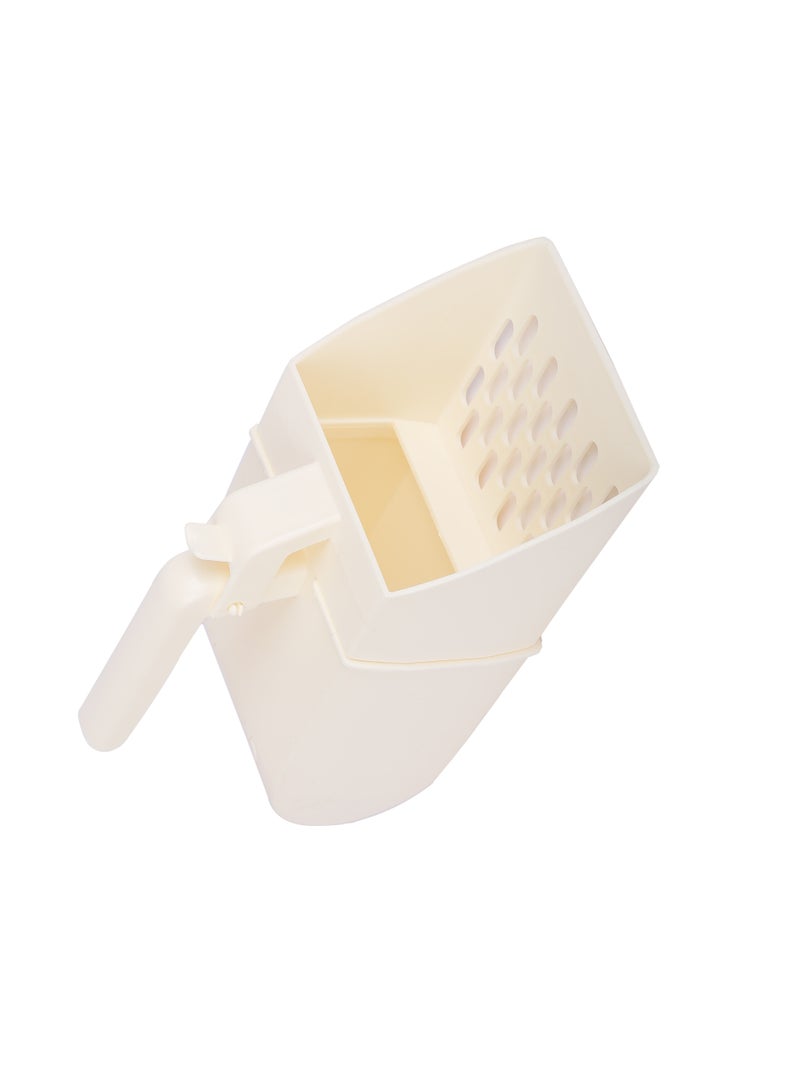 HAPPY PUSS Integrated, cat litter shovel with 3 free rolls of pet waste bags, safe design, Multipurpose, cat and dog care accessories -white color - Image 1