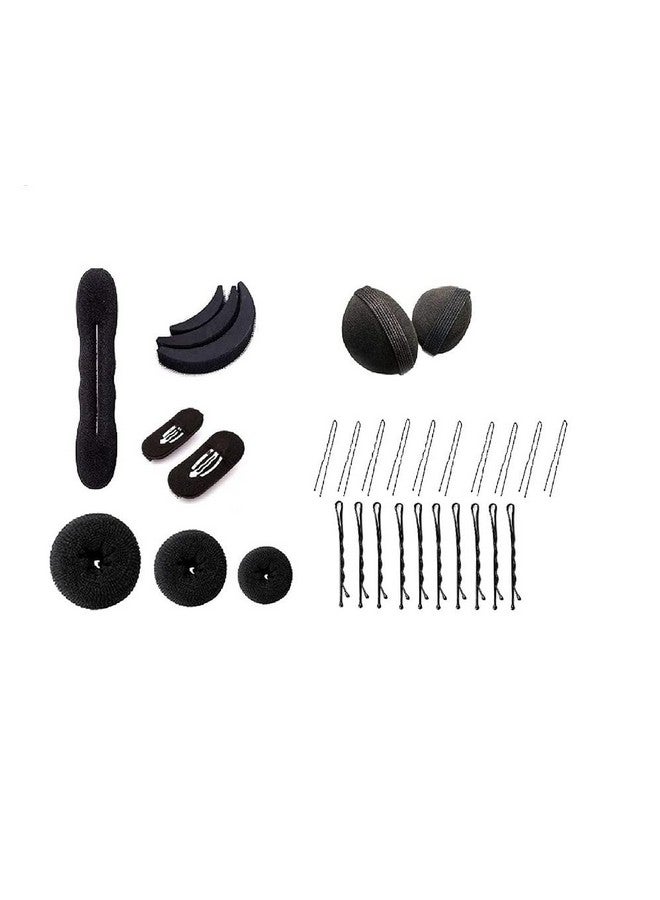 CHANDERKASH Set of 9, Hair Combo of Puff Bumpits/Hair Style Kit/Donut/Bobby Pins/U Pins (13pcs) - Image 1