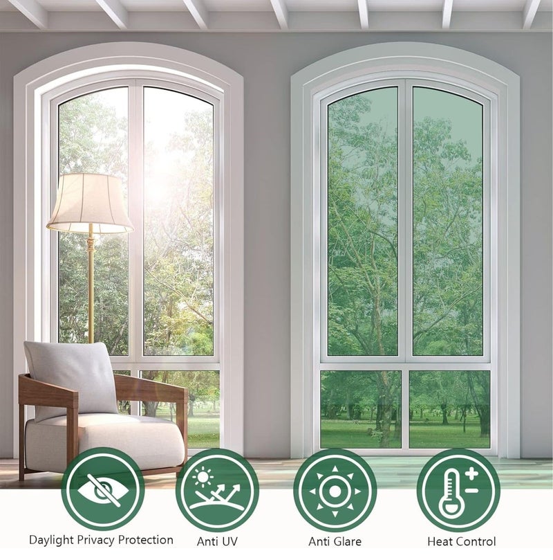 COSMOS STAR™ One Way Mirror Privacy Window Film Daytime Privacy Film,Heat Control Anti UV Reflective Window Tint for Home and Office (Silver Green) (20 x 355 inch, Silver Green) - Image 3