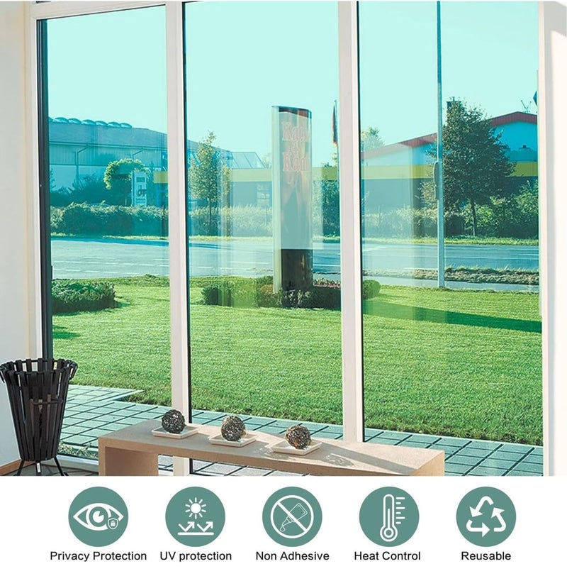 COSMOS STAR™ One Way Mirror Privacy Window Film Daytime Privacy Film,Heat Control Anti UV Reflective Window Tint for Home and Office (Silver Green) (20 x 355 inch, Silver Green) - Image 5