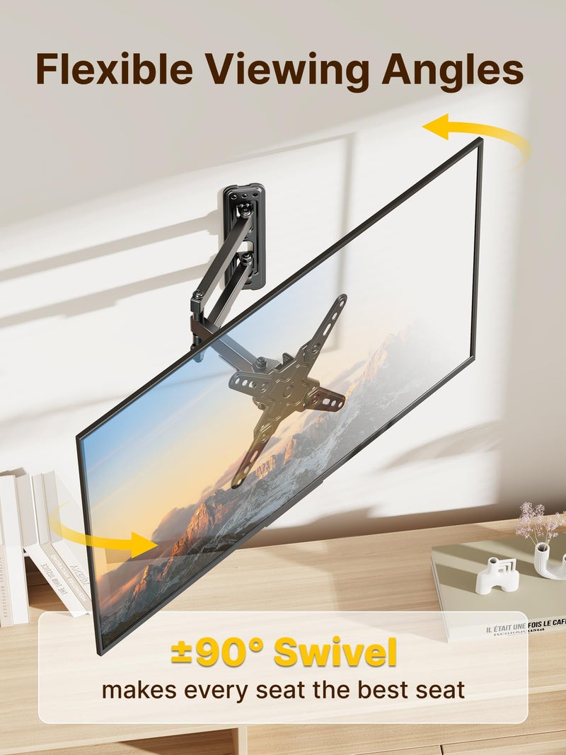 monTEK Full Motion TV Wall Mount Bracket for Most 13-43 Inch LED LCD Flat Screen TVs & Monitors, Swivel Tilt Extension Rotation with Articulating Arms, TV Mount Max VESA 200x200mm, up to 44lbs - Image 4