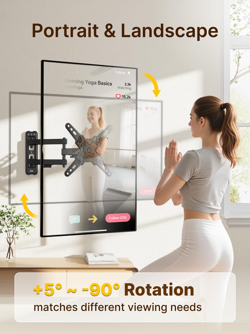 monTEK Full Motion TV Wall Mount Bracket for Most 13-43 Inch LED LCD Flat Screen TVs & Monitors, Swivel Tilt Extension Rotation with Articulating Arms, TV Mount Max VESA 200x200mm, up to 44lbs - Image 3
