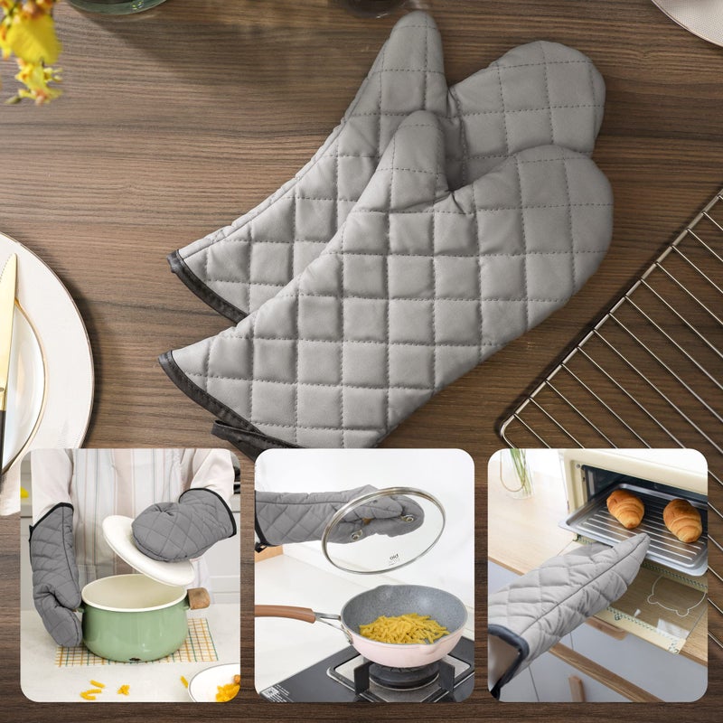 ARCLIBER Oven Mitts 1 Pair of Terry Cloth Lining - Heat Resistant Kitchen Gloves Flame Oven Mitt Set 15 Inch - Image 5