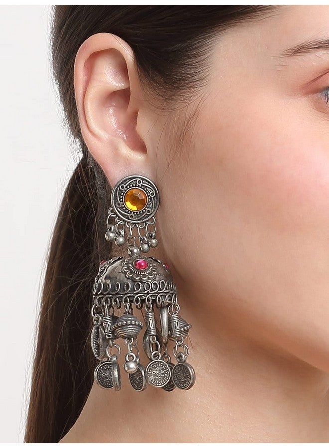 YouBella Jewellery Celebrity Inspired Oxidised Silver Big Size Jhumki Earrings for Girls and Women (Style 1) - Image 2