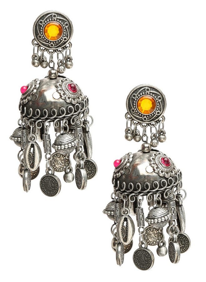 YouBella Jewellery Celebrity Inspired Oxidised Silver Big Size Jhumki Earrings for Girls and Women (Style 1) - Image 1