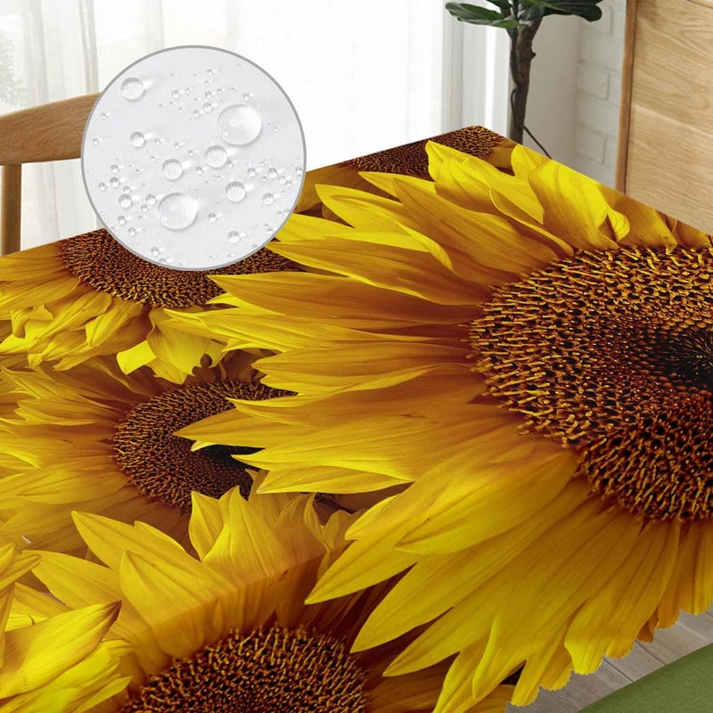 Beabes Sunflower Table Cloth Rectangle Table 52X70 Vintage Sunflowers Field Yellow Wipeable Table Cover for Dinner Kitchen Outdoor Tablecloth for Party Banquets Weddings - Image 3