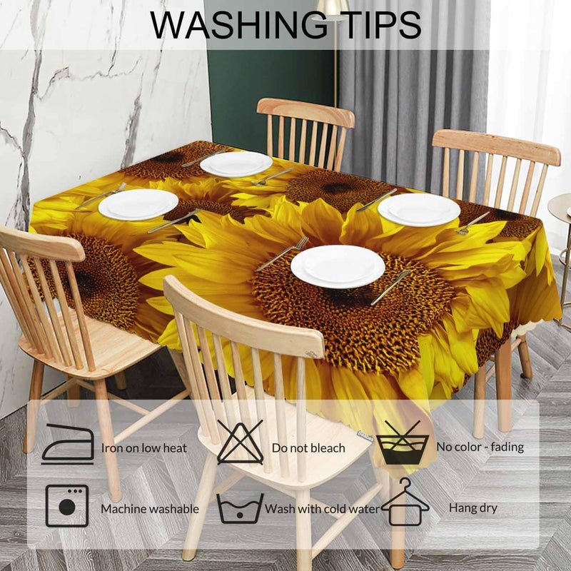 Beabes Sunflower Table Cloth Rectangle Table 52X70 Vintage Sunflowers Field Yellow Wipeable Table Cover for Dinner Kitchen Outdoor Tablecloth for Party Banquets Weddings - Image 5