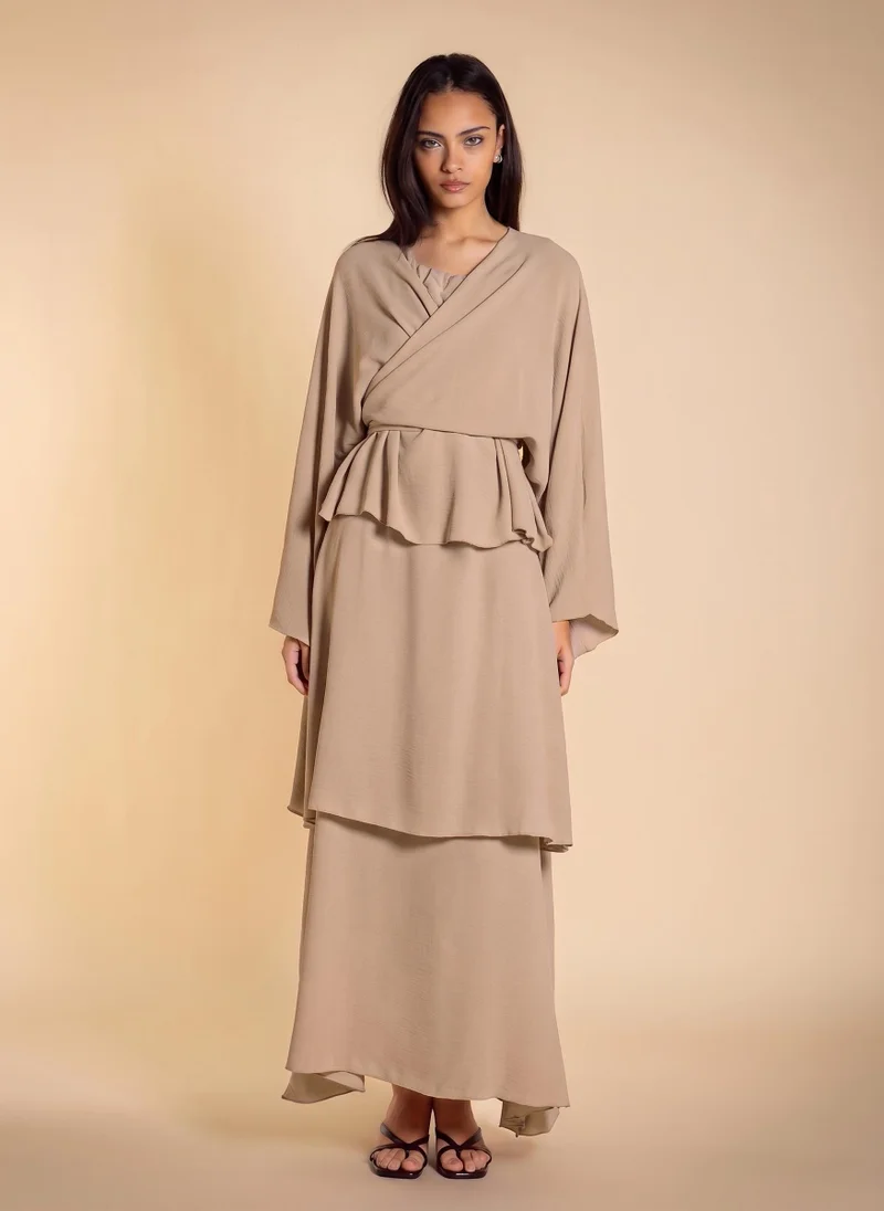 SHAPES MIDI RUFFLE DRESS WITH JACKET