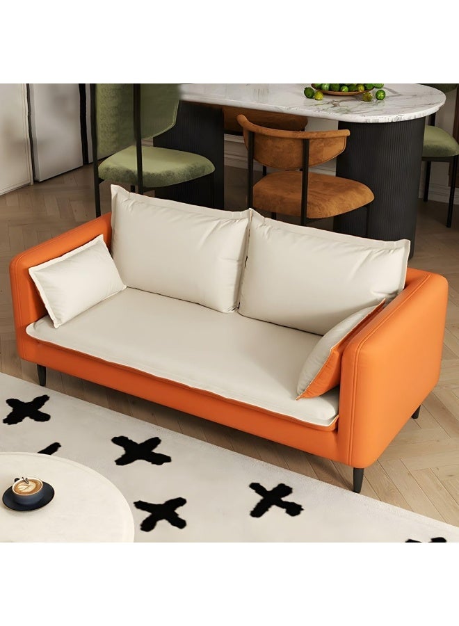 Ripple FURNITURE UAE Homes Modern Loveseat Sofa, Orange and Cream, Tuxedo Arms, Stain-Resistant Fabric - Image 1