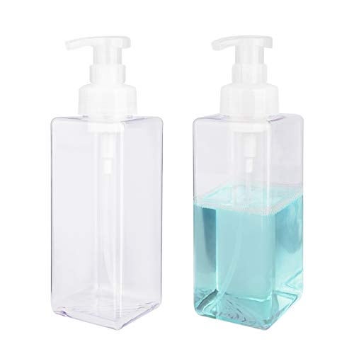 UUJOLY Foaming Soap Dispenser 650ml 22oz Refillable Plastic Pump Bottle for Liquid Soap Shampoo Body Wash 2 Pcs Clear