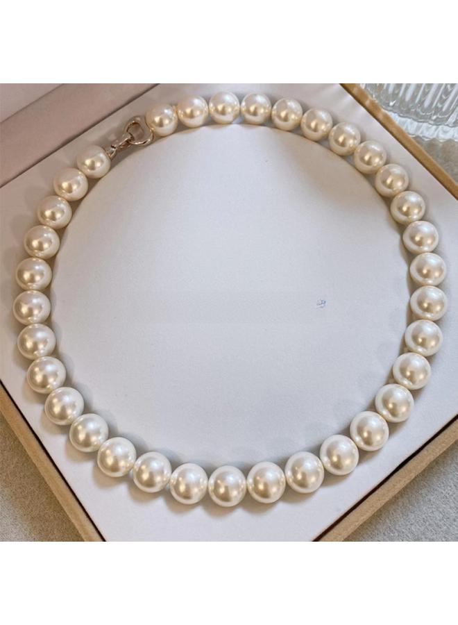Australian White Pearl Necklace Female Ni Ni Ni Same Style Strong Light Luxury Hong Kong Style High-grade Clavicle Chain Jewelry Gift Fashion