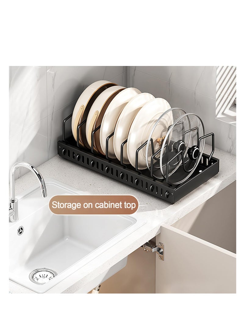Excefore Pots and Pans Organizer, Sliding Pot Lid Holder and Pan Rack in Kitchen, Pull Out Pots and Pans Organizer for Cabinet, for Pot Lid, Bakeware, Dishes, Pots and Pans Storage (Black)  - Image 3