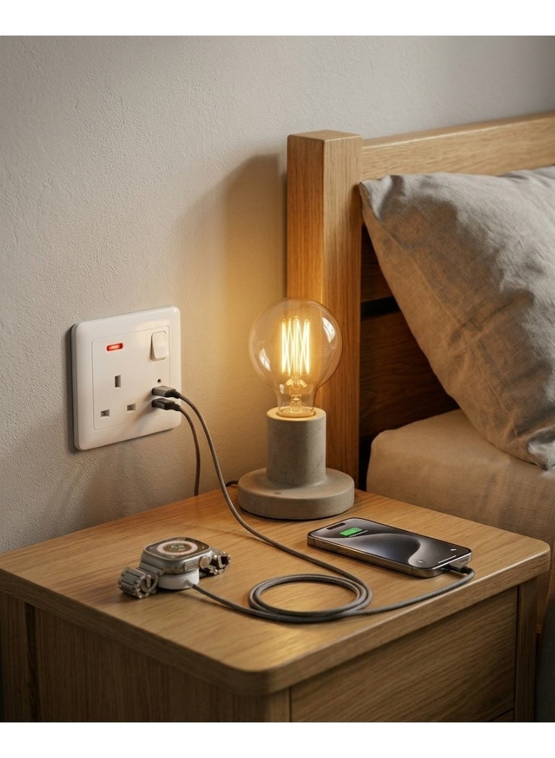 Modern UK Wall Socket with Dual USB Charging Ports and Integrated Switch, Premium Fireproof 3-Pin Wall Plug for Home and Office - British Standard - Image 2