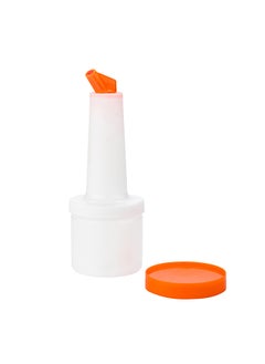 Restaurantware Restaurantware-0.5 qt Plastic Quick Pour Storage Container Bottle - with Orange Spout and Lid - Bar Storage Bottle - 3 1/2" x 3 1/2" x 10 1/4" - 1ct Box - Bar Lux  - Image 1