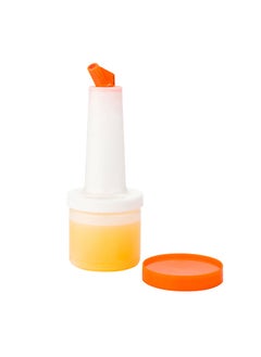 Restaurantware Restaurantware-0.5 qt Plastic Quick Pour Storage Container Bottle - with Orange Spout and Lid - Bar Storage Bottle - 3 1/2" x 3 1/2" x 10 1/4" - 1ct Box - Bar Lux  - Image 2