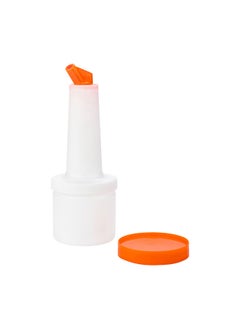 Restaurantware Restaurantware-0.5 qt Plastic Quick Pour Storage Container Bottle - with Orange Spout and Lid - Bar Storage Bottle - 3 1/2" x 3 1/2" x 10 1/4" - 1ct Box - Bar Lux  - Image 4