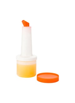 Restaurantware Restaurantware-0.5 qt Plastic Quick Pour Storage Container Bottle - with Orange Spout and Lid - Bar Storage Bottle - 3 1/2" x 3 1/2" x 10 1/4" - 1ct Box - Bar Lux  - Image 5