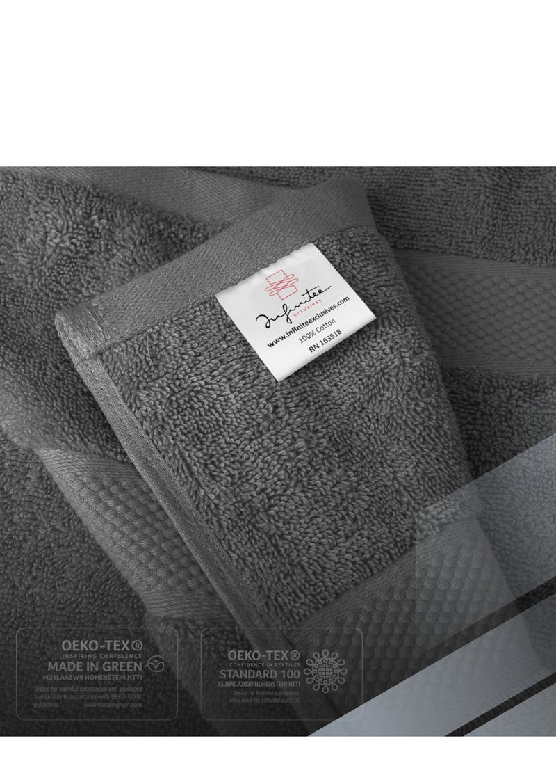 طقم مناشف Infinitee Xclusive المكون من 8 قطع - رمادي داكن، قطن 100%، شديد الامتصاص - Image 3