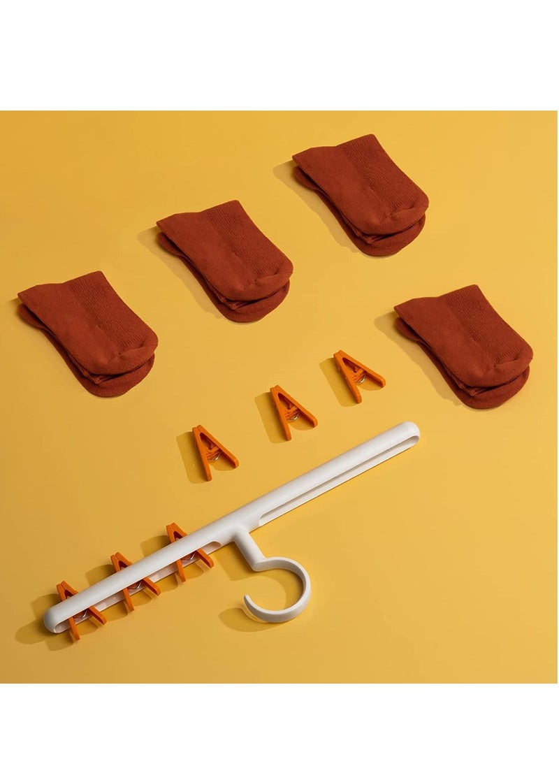 SYOSI - 2 Pack Windproof Sock Clips Hanger, PP Plastic Anti-Tangle Clothes Drying Rack with 360° Swivel Hook and Strong Clips for Drying and Organize Underwear, Socks, Hats, Scarves, Pants - Image 1
