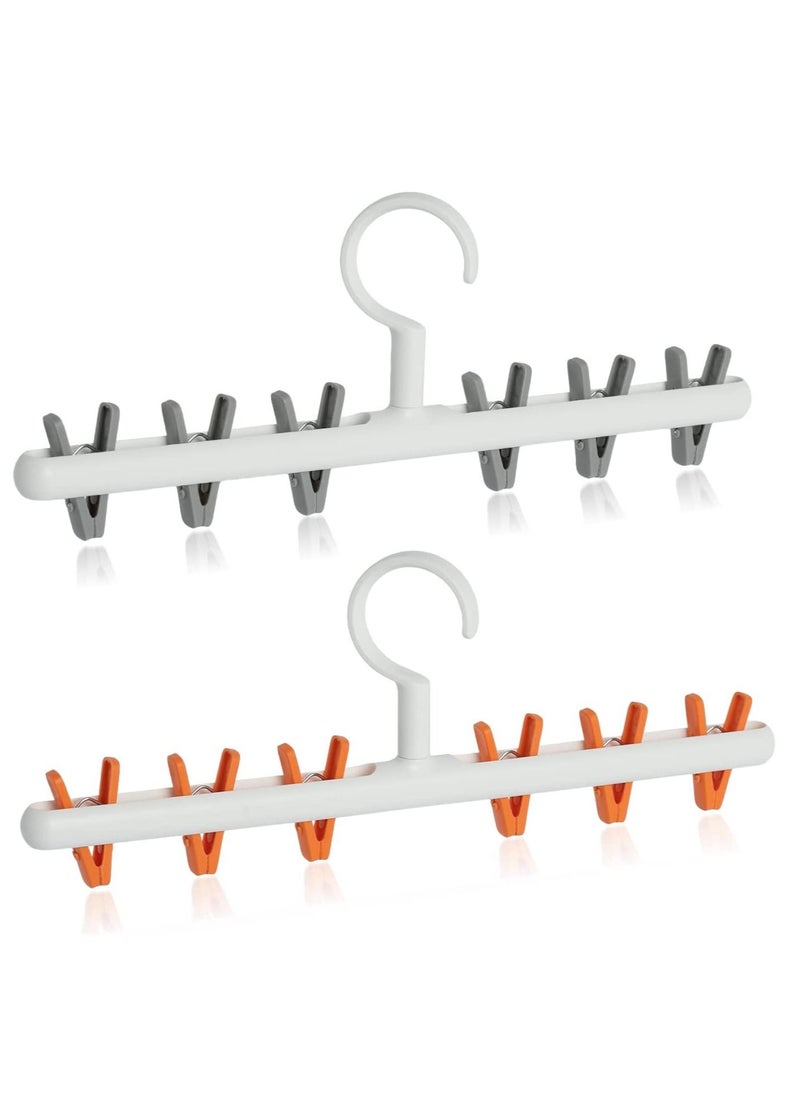 SYOSI - 2 Pack Windproof Sock Clips Hanger, PP Plastic Anti-Tangle Clothes Drying Rack with 360° Swivel Hook and Strong Clips for Drying and Organize Underwear, Socks, Hats, Scarves, Pants - Image 1