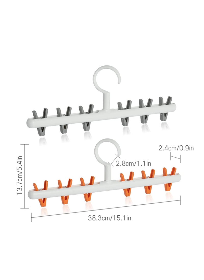 SYOSI - 2 Pack Windproof Sock Clips Hanger, PP Plastic Anti-Tangle Clothes Drying Rack with 360° Swivel Hook and Strong Clips for Drying and Organize Underwear, Socks, Hats, Scarves, Pants - Image 1