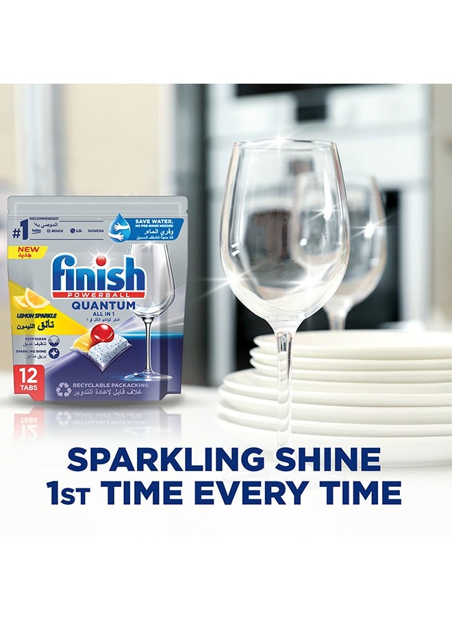 Finish - Powerball Dishwasher Detergent All in One Tablets Lemon Sparkle 12 Tabs - Image 1