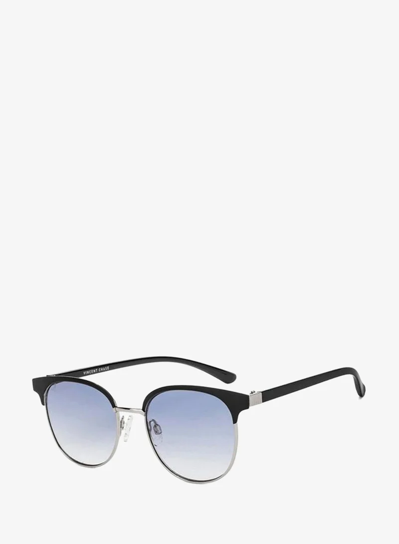 VINCENT CHASE Vincent Chase By Lenskart | Silver Blue Full Rim Rectangular | Economic Range | Branded Latest and Stylish Sunglasses | 100% UV Protected | Men &amp; Women | Small | VC S15796