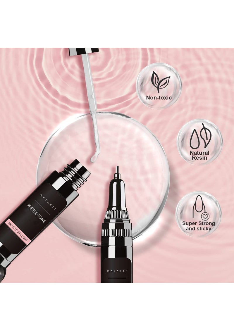 KASTWAVE Nail Rhinestone Glue Gel, Upgrade Gel Nail Glue with Brush & Pen Tip Super Strong Adhesive Precise for Nail Charms Crystals Rhinestones Beads Diamonds Flower 3D Christmas Decorations 8ml*2 - Image 4