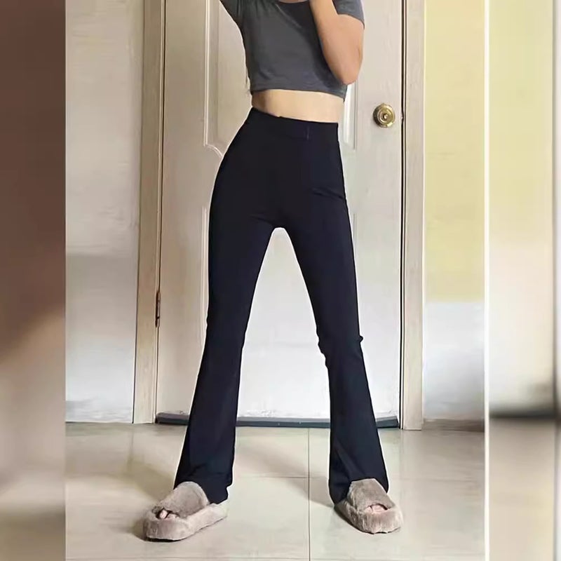 Women'S High-Waist Micro-Trousers Thin Micro-Horn Pants Chubby Girl Plus Size Slim-Fit Elastic Small Black Pants Horseshoe Pants - Image 5