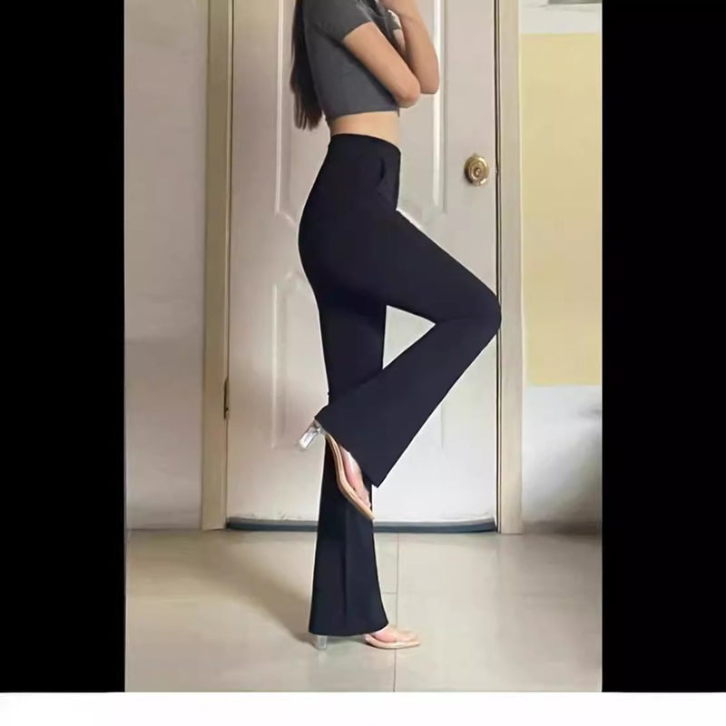 Women'S High-Waist Micro-Trousers Thin Micro-Horn Pants Chubby Girl Plus Size Slim-Fit Elastic Small Black Pants Horseshoe Pants - Image 3