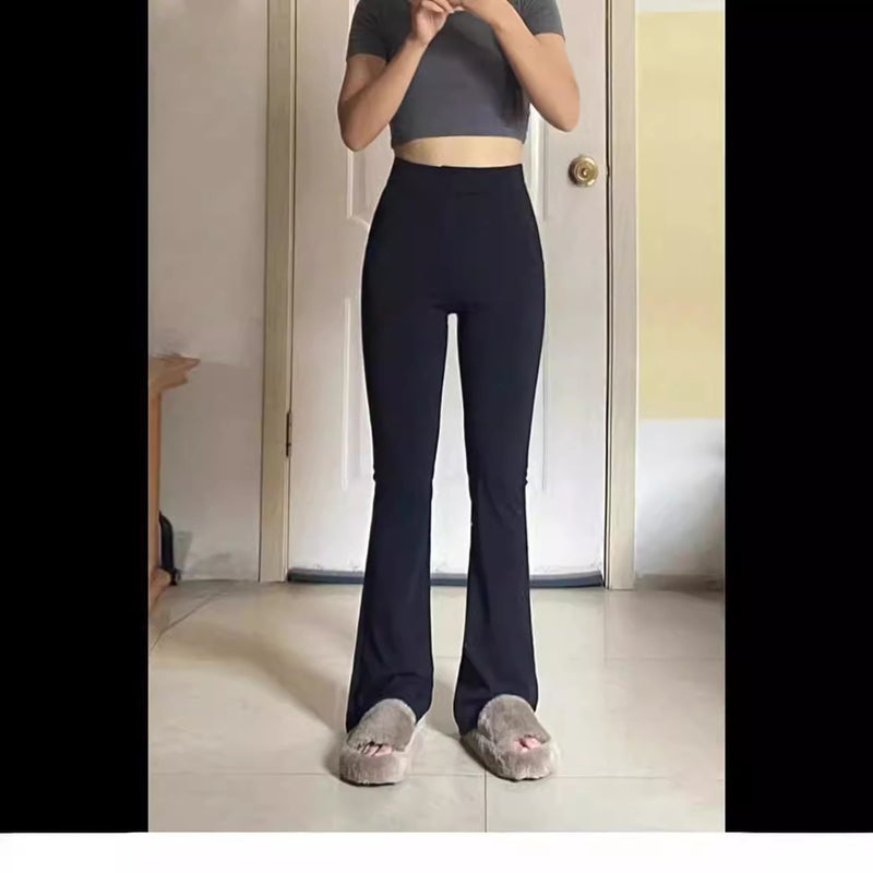Women'S High-Waist Micro-Trousers Thin Micro-Horn Pants Chubby Girl Plus Size Slim-Fit Elastic Small Black Pants Horseshoe Pants - Image 4