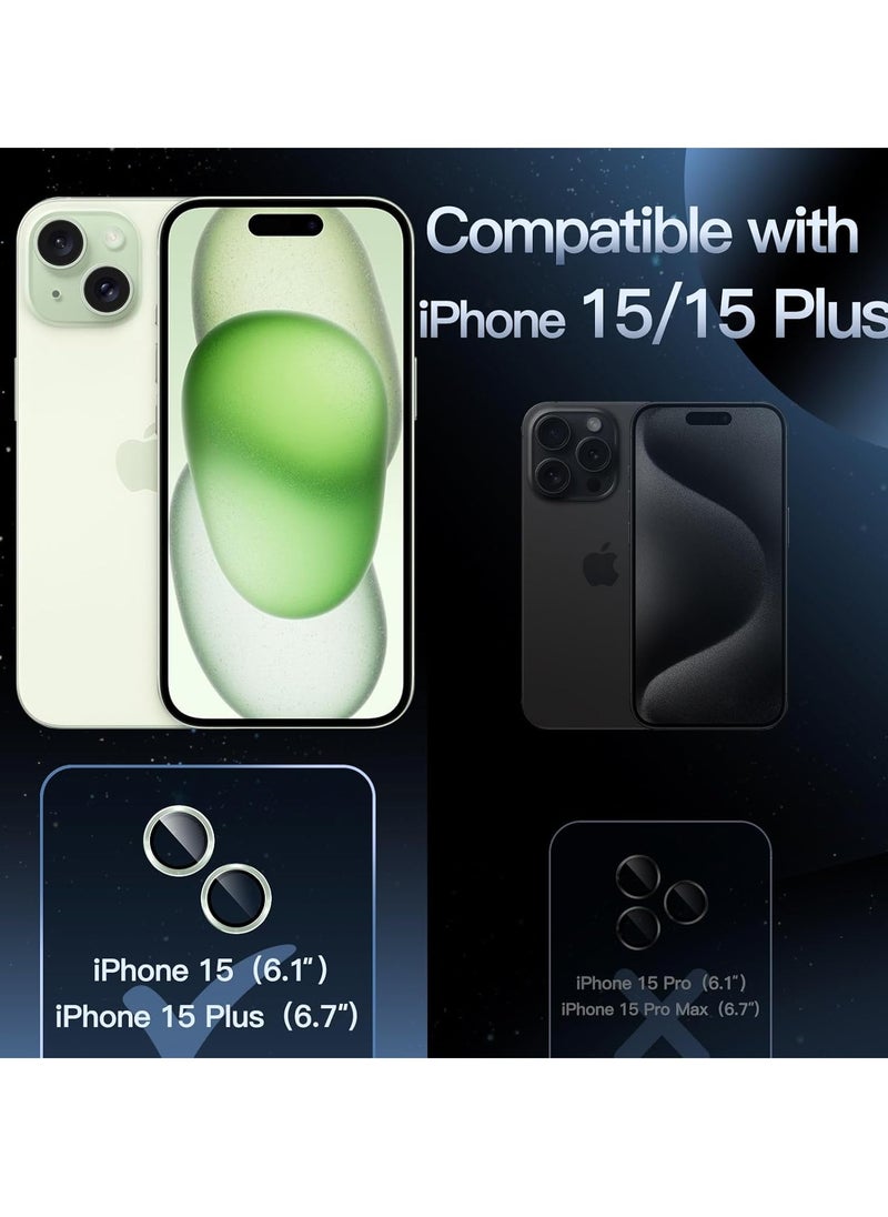 LEDIN - Camera Lens Protector for iPhone 15 6.1-Inch and iPhone 15 Plus 6.7-Inch, 9H Tempered Glass Metal Individual Ring Cover, HD Clear, 1 Set (Green) - Image 1