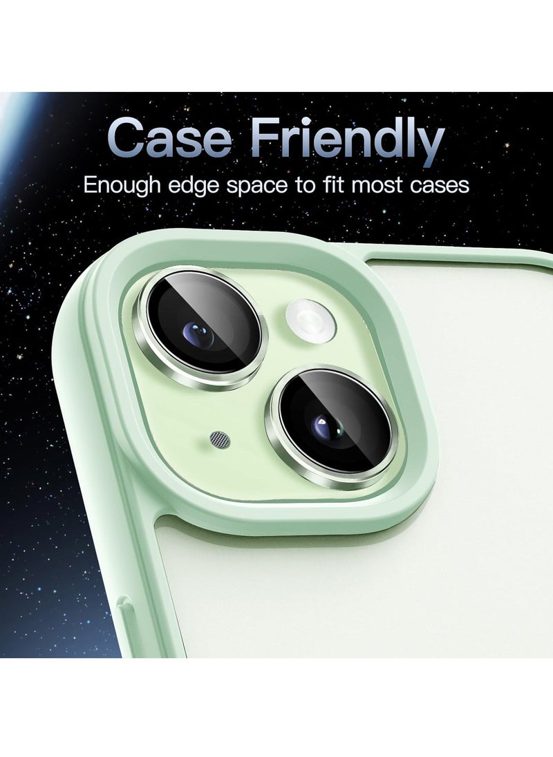 LEDIN - Camera Lens Protector for iPhone 15 6.1-Inch and iPhone 15 Plus 6.7-Inch, 9H Tempered Glass Metal Individual Ring Cover, HD Clear, 1 Set (Green) - Image 1