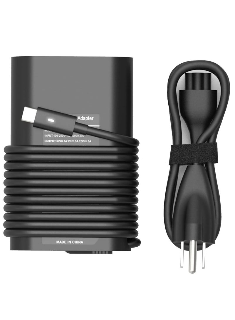 65W/45W USB-C Laptop Charger Compatible with Dell Latitude & XPS, Chromebook 3100 – Type C AC Adapter Power Cord - Image 1