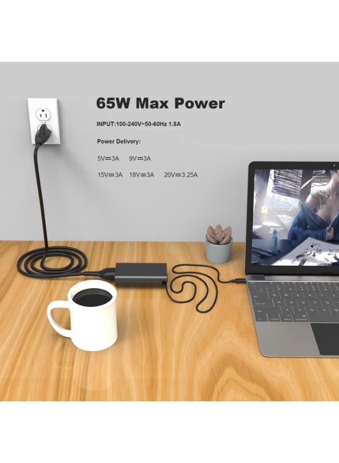 65W/45W USB-C Laptop Charger Compatible with Dell Latitude & XPS, Chromebook 3100 – Type C AC Adapter Power Cord - Image 2