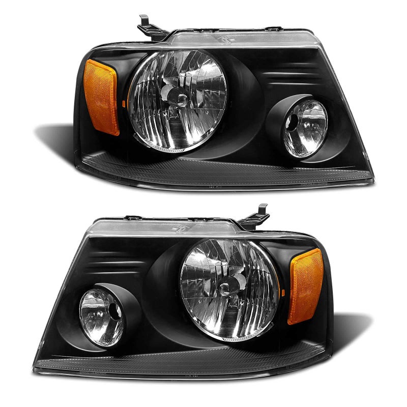 ADCARLIGHTS 20042008 F150 Pickup Headlight Assembly for 0408 Ford F150 0608 Lincoln Mark LT Clear Lens Black Housing with Amber Reflector Headlamp Replacement Left and RightWO Bulbs - Image 3