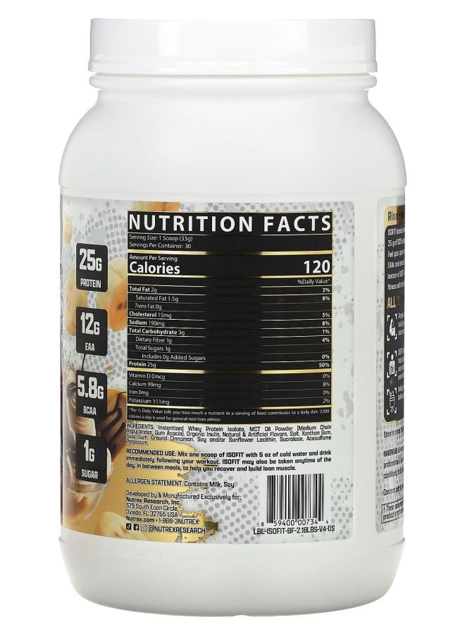 Nutrex Research IsoFit Protein Bananas Foster 2.18 lbs (990 g) - Image 2