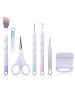 GMORO 6 Pieces of Craft Vinyl Weeding Tools Set, Hook Weeder Scraper Spatula Tweezers Scissors for Die-Cutting Cardstock Scrapbooking DIY Silhouette Embossing Lettering  - Image 1