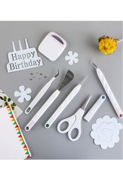 GMORO 6 Pieces of Craft Vinyl Weeding Tools Set, Hook Weeder Scraper Spatula Tweezers Scissors for Die-Cutting Cardstock Scrapbooking DIY Silhouette Embossing Lettering  - Image 4