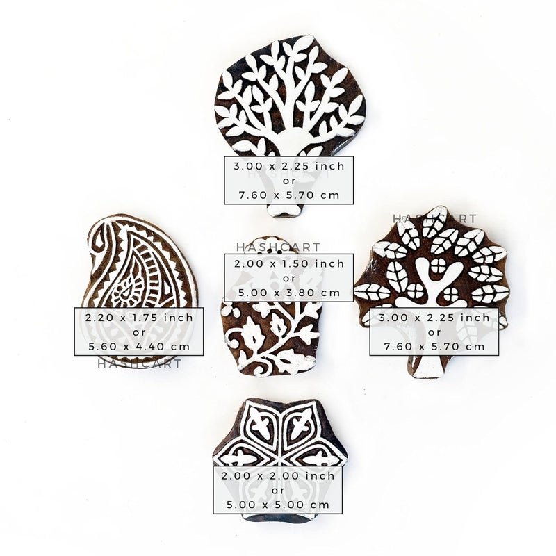 TWOGRAMS Wooden Printing Blocks - Set of 5 | Rectangular Rosewood Blocks for Fabric, Paper, Clay & Pottery | Design #217 - Image 4