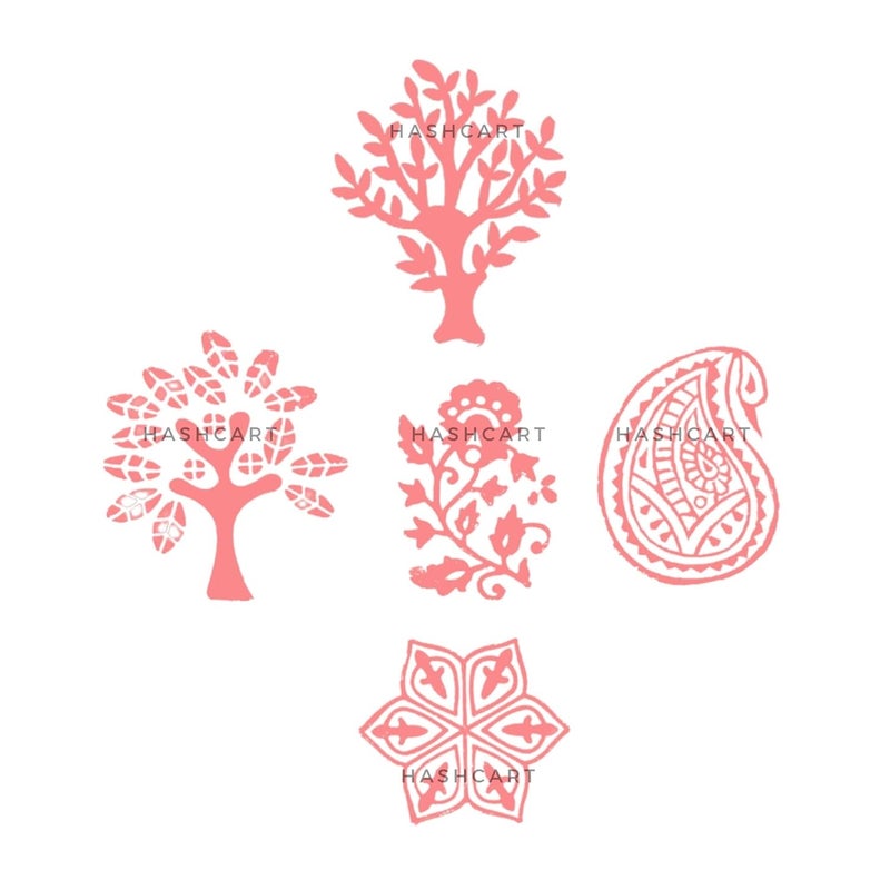 TWOGRAMS Wooden Printing Blocks - Set of 5 | Rectangular Rosewood Blocks for Fabric, Paper, Clay & Pottery | Design #217 - Image 3