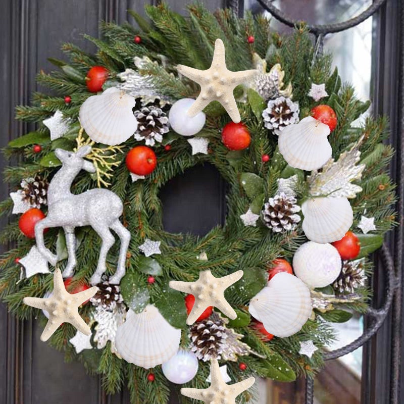 JQAQJU 20 PCS Christmas Tree Hanging Ornaments Natural Starfish Sea Shells Decorations Beach Style for Wedding Birthday Craft Projects - Image 3