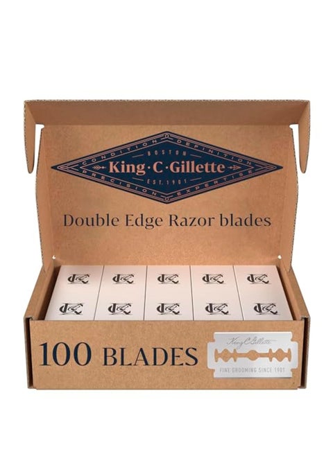 King C. Gillette Double-Edge Safety Razor blades for better control, 100 count, with anti-friction coating