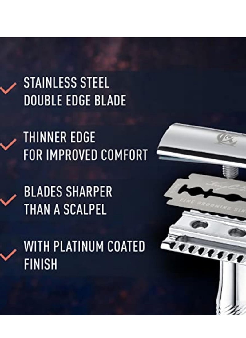 King C. Gillette Double-Edge Safety Razor blades for better control, 100 count, with anti-friction coating