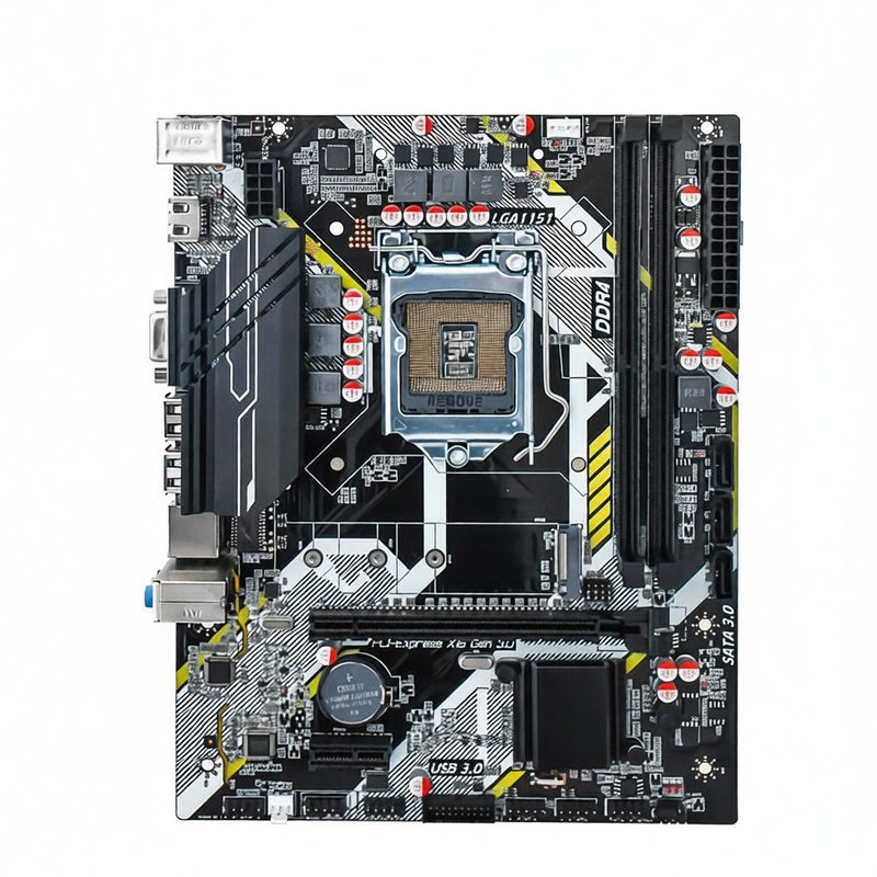 LGA1151 Motherboard: Black, High-quality Solid-state Capacitors - Wide Compatibility, High-speed Network for Intel 6th-9th Gen Processor Users, Gaming & Large Software Operation - Image 1