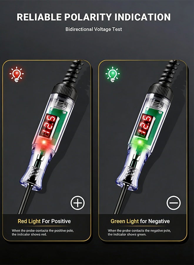 Bliszaar Automotive Test Light with 3-48V LED Digital Voltage Display, Auto Circuit Tester with Voltmeter & Dual Color Polarity Indicate, Electric Test Pen w/Stainless Probe for Car/Truck/SUV Checker - Image 5