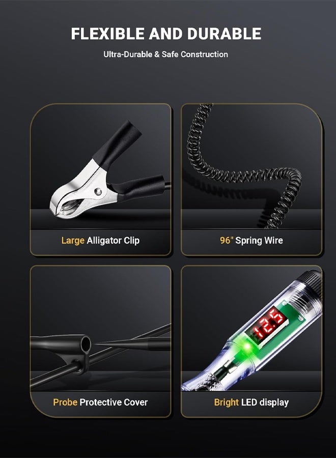 Bliszaar Automotive Test Light with 3-48V LED Digital Voltage Display, Auto Circuit Tester with Voltmeter & Dual Color Polarity Indicate, Electric Test Pen w/Stainless Probe for Car/Truck/SUV Checker - Image 4